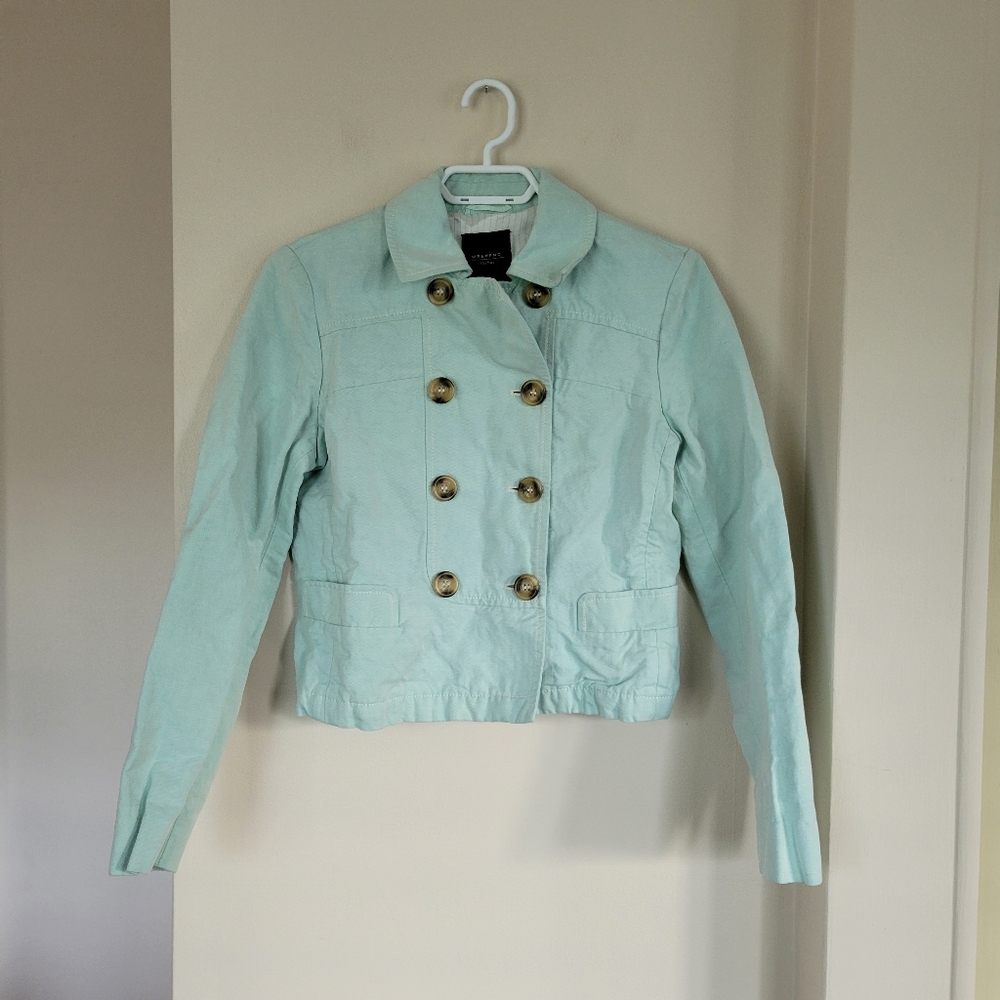 Max Mara Mint Green Double-Breasted Cropped Jacket